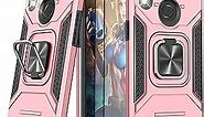 YmhxcY Galaxy A10S Case Samsung A10S Case with Tempered Glass Screen Protector[2 Pack], Armor Grade with Rotating Holder Kickstand Non-Slip Hybrid Phone Case for Samsung Galaxy A10S-Rose Gold