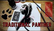 How to draw a Panther (Tattoo flash drawing)