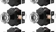 Orger Octagonal Crystal Door Knobs 6 Pack, Interior Privacy Door Handle for Bed/Bathroom with Pin Lock Inside, Black Vintage Rosette Door Knob with Heavy Duty Genuine Glass