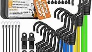 Bungie Cords Heavy Duty Outdoor - 30 Piece Bungee Cord Assorted Sizes Set Includes Small Bungee Cords with Plastic Coated Steel Hooks - 4 Tarp Clips, 6 Mini Bungee Cords and Storage Bag