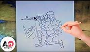 how to draw soldier with gun easy | step by step