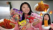 KOREAN RAMEN HAUL! Trying Every Samyang Buldak Noodle Flavor 🔥 (mukbang & cooking)
