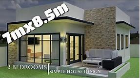 60sq.m (7mx8.5m) SIMPLE HOUSE DESIGN with 2 BEDROOMS
