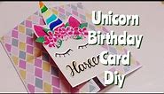 DIY Unicorn birthday card for girls under 5, simple and stylish birthday card