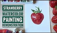 Strawberry painting tutorial | watercolor strawberry | step by step painting