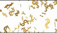 Shiny Golden Dollar Signs Falling Down in Slow Motion 3D Animation 4K Motion Background for Edits
