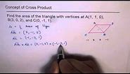 Area of Triangle with three vertices using Vector Cross Product in 3D Coordinate Plane