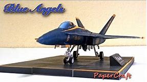 PaperCraft Blue Angel fighter jet (Boeing F/A-18) , scale paper model plane.