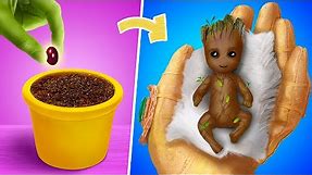 12 DIY Baby Groot Hacks and Crafts / Miniature Baby, Cradle and More!