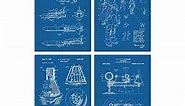 Vintage NASA Blueprint Patent Print, Set of 4, 8x10 Aesthetic Wall Posters and Unique Art Prints Picture for Bathroom, Home, Man Cave, Dorm, Office & Bar Wall Decor Poster