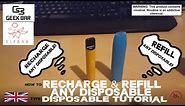 ELF BAR 600 PUFF & GEEK BAR - How to Recharge and Refill - UK Review