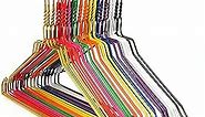 HANGERWORLD 20 Mixed Color Coating 16inch Metal Wire 13 Gauge Pants Bar Coat Clothes Garment Hangers