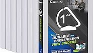 Comix Durable 3-Ring-Binder 1-inch D Ring Binders Hold 225 Sheets of 8.5" x 11" Paper, 8 Pack (White)