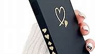 Compatible with iPhone 7/iPhone 8 Case/iPhone SE Case 2022/2020, Soft Silicone Gold Heart Cute Side Small Pattern Slim Full Camera Lens Protective Shockproof Case for Women Girls - Black