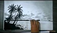 Realistic Island Drawing With Pencil, Charcoal - Guam