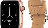 POWER PRIMACY Leather Bands Compatible with Apple Watch Band 38mm 40mm 41mm 42mm 44mm 45mm 49mm,Genuine Leather Strap Compatible for Women Men iWatch SE Series 9 8 7 6 5 4 3 2 1(Ivory white/Rosegold)