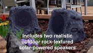 Victrola Outdoor Rock Speaker Pair - Wireless Bluetooth , for Garden, Patio, Waterproof, Built all Seasons & Solar Powered with Rechargeable Battery, Music Streaming Charcoal