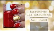 Red With Gold Foil Nail Tutorial