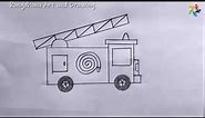 FIRE TRUCK Drawing | Fire service truck drawing Very Easy