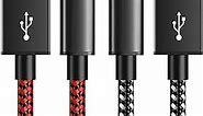 6amLifestyle PS4 Charger Cable for Controller, 2 Pack 10ft Micro USB Cord, 480Mbps Transfer Speed, Charger for PS4, PS4 Slim/Pro, Xbox One S/X/Elite Controller, Android Phone, Black+Red