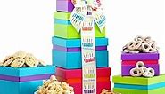 Broadway Basketeers Gourmet Chocolate Gift Tower - Birthday Snack Box with Sweet and Savory Treats