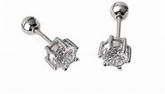 Screw Back Sterling Silver Solitaire Simulated Diamond Cubic Zirconia Earrings Studs 5MM