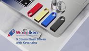 5 Pack 16GB USB Flash Drive with Keychains, Sleek Metal USB 2.0 Thumb Drives Memory Stick for PC Laptop Computer