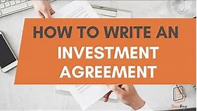 How to Write an Investment Agreement