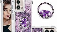 CCSmall Glitter Clear Sparkly Bling Case for Motorola Moto G Stylus 5G (2023), Flowing Liquid Quicksand Cover with Diamond Ring Holder Case for Motorola Moto G Stylus 5G (2023) LSZ Purple