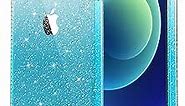 ULAK Compatible with iPhone 12 Case Clear Glitter, iPhone 12 Pro Cover Sparkle Bling Soft TPU Women Girls Shockproof Protective Phone Case Designed for iPhone 12 & iPhone 12 Pro 6.1 inch, ClearBlue