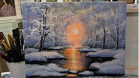 How To Paint WINTER SUNSET