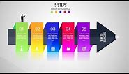 5 Steps Arrow Infographics Template for PowerPoint | Timelines | Stages | Processes | animation