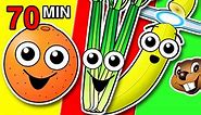 Fruit & Veggies Songs Collection | Learn Fruit + Vegetable Names, Colors, Colours | Nursery Rhymes