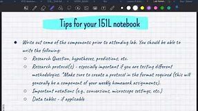 Biol 151 Lab Notebook Instructions