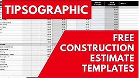 FREE DOWNLOAD - Construction Estimate Templates, Excel / Google Sheets