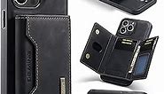 SZHAIYU Leather Wallet Phone Cases Compatible with iPhone 15 Pro Case with Card Holder Men 6.1'' 2 in 1 Detachable Back Cover (Black, IP 15 Pro)