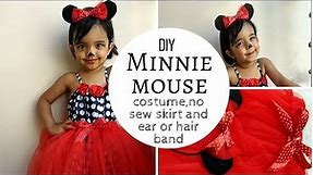 How to make Minnie Mouse No-sew tutu skirt and Ears/Simple and Easy DIY costume for toddler