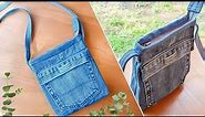 DIY Simple Denim Crossbody Bag with Zipper Out of Old Jeans | Upcycle Craft | Bag Tutorial
