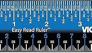 Victor Easy Read Stainless Steel Ruler, Standard/Metric, 18".25 Long, Blue