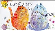 How to Draw, Paint and Embellish Cute Cats in Watercolor - Easy Step by Step Tutorial for Beginners