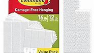 Command Picture Hanging Strips, Damage Free Hanging Picture Hangers, No Tools Wall Hanging Strips for Living Spaces, 12 Medium Pairs and 16 Large Pairs (56 Strips)