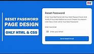 How To Create Reset Password Page Design in HTML And CSS || Ravi Web