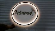 Backlit Illuminated Sign, Business Neon Lights Mirror Logo Sign, Floating Acrylic Business Sign, Personalized LED Customize Logo for Retail Outlets, Restaurants, Offices, Hair Studio Sign