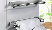 Magnetic Paper Towel Holder - Strong Magnetic Kitchen Towel Holder - Stainless Steel Magnetic Paper Towel Holder for Refrigerator, Heavy Duty Brushed Paper Towel Rack for Rv, Grill, Garage