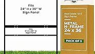 Real Estate Yard Sign Metal H-Frame (Pack of 2), Easy Slide-In Open House Signs for Real Estate, Durable Yard Signs, Compatible with 1/8-Inch Thick Sign Panels - 24 x 36 Slide-In with Rider, Black