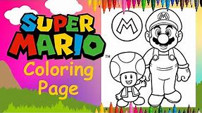 Super Mario Coloring Page for Kids - Fun Nintendo Coloring Tutorial