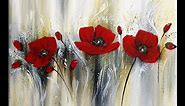 Easy Acrylic Painting/Red Flowers/Flat brush,Fan brush,Palette Knife/Einfach Malen/Rote Blumen/V321