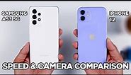 Samsung A53 vs iPhone 12 SPEED TEST & CAMERA Comparison | Zeibiz