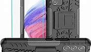 Yiakeng Samsung A53 5G Case, Galaxy A53 5G Case with HD Screen Protector, Shockproof Silicone Protective with Kickstand Hard Phone Cover for Samsung Galaxy A53 5G (Black)