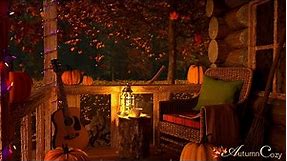 FALL PORCH AMBIENCE: Cozy Nighttime Autumn Sounds, Crunchy Leaves, Nature Sounds